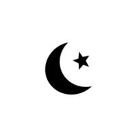 Star and crescent in black and white style, Happy Ramadan and muslim, islamic crescent. Vector icon. Night, bedtime, sky, sleep, forecast, weather concepts..