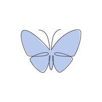 One continuous line drawing of elegant butterfly for company logo identity. Beauty salon and massage business icon concept from insect animal shape. Single line vector draw design graphic illustration