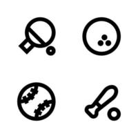 Sports icons set. Ping pong, bowling, baseball, stick bat. Perfect for website mobile app, app icons, presentation, illustration and any other projects vector