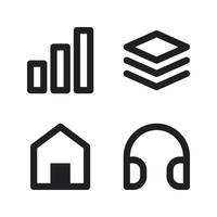 User Interface icon set. Diagram, layers, home, headphone. Perfect for website mobile app, app icons, presentation, illustration and any other projects vector