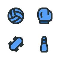 Sports icons set. Volley, boxing, skateboard, bowling. Perfect for website mobile app, app icons, presentation, illustration and any other projects vector