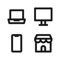 User Interface Icons Set. Laptop, monitor, smartphone, store. Perfect for website mobile app, app icons, presentation, illustration and any other projects vector
