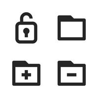 User Interface Icons Set. Unlock, folder, add folder, delete folder. Perfect for website mobile app, app icons, presentation, illustration and any other projects vector
