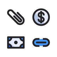 User Interface Icons Set. Paper clip, dollar, money, hyperlink. Perfect for website mobile app, app icons, presentation, illustration and any other projects vector