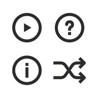 User Interface icons set. Play, question, information, shuffle. Perfect for website mobile app, app icons, presentation, illustration and any other projects vector