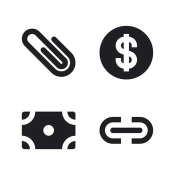 usuario interfaz íconos colocar. papel acortar, dólar, dinero, Hipervínculo. Perfecto para sitio web móvil aplicación, aplicación iconos, presentación, ilustración y ninguna otro proyectos vector
