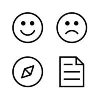 User Interface Icons set. Smile, sad, compass, document. Perfect for website mobile app, app icons, presentation, illustration and any other projects vector