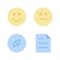 User Interface Icons set. Smile, sad, compass, document. Perfect for website mobile app, app icons, presentation, illustration and any other projects vector