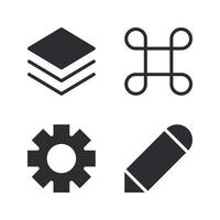 User Interface icons set. Layers, command, setting, pencil. Perfect for website mobile app, app icons, presentation, illustration and any other projects vector