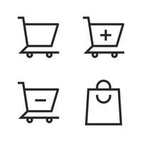 User Interface icons set. Shopping cart, add trolley, delete trolley, shopping bag. Perfect for website mobile app, app icons, presentation, illustration and any other projects vector