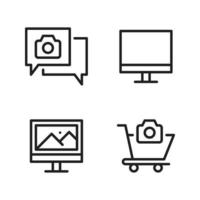 Photography icons set. Conversation, monitor, screen, cart. Perfect for website mobile app, app icons, presentation, illustration and any other projects vector