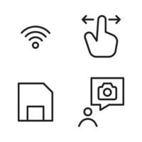 Photography icons set. Signal, hand gesture, save, conversation. Perfect for website mobile app, app icons, presentation, illustration and any other projects vector