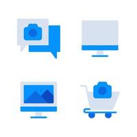 Photography icons set. Conversation, monitor, screen, cart. Perfect for website mobile app, app icons, presentation, illustration and any other projects vector