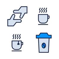 Photography icons set. Hand gesture, tea, hot coffee, coffee cup. Perfect for website mobile app, app icons, presentation, illustration and any other projects vector