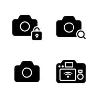 Photography icons set. Camera locked, search, photo, screen camera. Perfect for website mobile app, app icons, presentation, illustration and any other projects vector