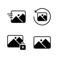 Photography icons set. Send image, image refresh, locked image, photo. Perfect for website mobile app, app icons, presentation, illustration and any other projects vector