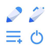 User Interface icon set. Pencil, pen, add menu, power. Perfect for website mobile app, app icons, presentation, illustration and any other projects vector