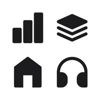 User Interface icon set. Diagram, layers, home, headphone. Perfect for website mobile app, app icons, presentation, illustration and any other projects vector