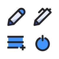 User Interface icon set. Pencil, pen, add menu, power. Perfect for website mobile app, app icons, presentation, illustration and any other projects vector