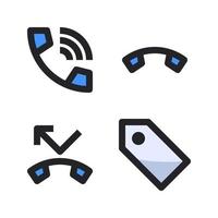 User Interface Icons Set. Telephone, ringing, missed call, label. Perfect for website mobile app, app icons, presentation, illustration and any other projects vector