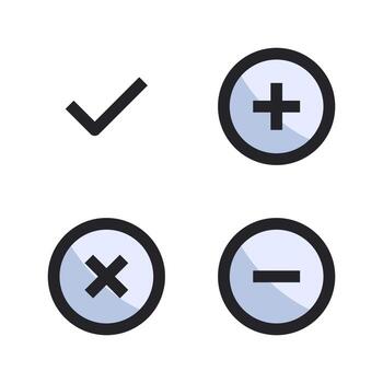 User Interface icons set. Checklist, add, blocked, minus. Perfect for website mobile app, app icons, presentation, illustration and any other projects vector