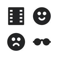 User Interface icons set. Film reel, emoji, bad, eyeglasses. Perfect for website mobile app, app icons, presentation, illustration and any other projects vector