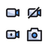 User Interface icons set. Video, no video, upload, camera. Perfect for website mobile app, app icons, presentation, illustration and any other projects vector