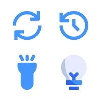 User Interface icons set. Refresh, time, flash light, lamp. Perfect for website mobile app, app icons, presentation, illustration and any other projects vector