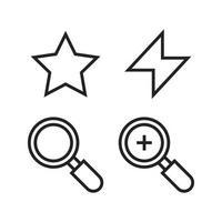 User Interface icons set. Star, light, search, zoom in. Perfect for website mobile app, app icons, presentation, illustration and any other projects vector