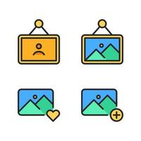 Photography icons set. Frame, image, image love, add image. Perfect for website mobile app, app icons, presentation, illustration and any other projects vector