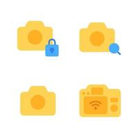 Photography icons set. Camera locked, search, photo, screen camera. Perfect for website mobile app, app icons, presentation, illustration and any other projects vector