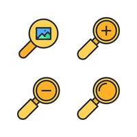 Photography icons set. Search, zoom in, zoom out, magnifier. Perfect for website mobile app, app icons, presentation, illustration and any other projects vector