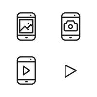 fotografía íconos colocar. teléfono inteligente, teléfono cámara, jugar, video. Perfecto para sitio web móvil aplicación, aplicación iconos, presentación, ilustración y ninguna otro proyectos vector