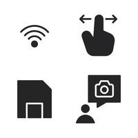 Photography icons set. Signal, hand gesture, save, conversation. Perfect for website mobile app, app icons, presentation, illustration and any other projects vector