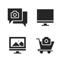 Photography icons set. Conversation, monitor, screen, cart. Perfect for website mobile app, app icons, presentation, illustration and any other projects vector