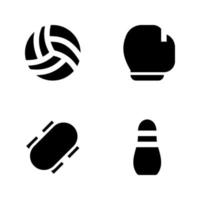 Sports icons set. Volley, boxing, skateboard, bowling. Perfect for website mobile app, app icons, presentation, illustration and any other projects vector