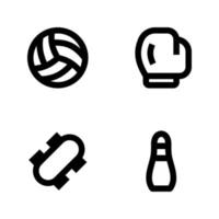 Sports icons set. Volley, boxing, skateboard, bowling. Perfect for website mobile app, app icons, presentation, illustration and any other projects vector