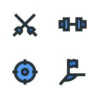 Sports icons set. Fencing, dumbbell, target, corner. Perfect for website mobile app, app icons, presentation, illustration and any other projects vector