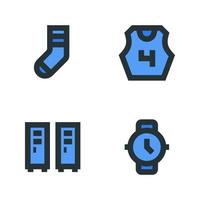 Sports icons set. Sock, jersey, locker room, wristwatch. Perfect for website mobile app, app icons, presentation, illustration and any other projects vector