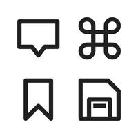 User Interface icon set. Information, command, bookmark, disk. Perfect for website mobile app, app icons, presentation, illustration and any other projects vector