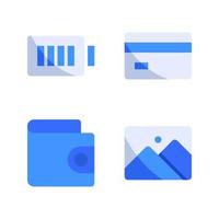 User Interface icon set. Full battery, credit card, wallet, images. Perfect for website mobile app, app icons, presentation, illustration and any other projects vector