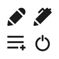 User Interface icon set. Pencil, pen, add menu, power. Perfect for website mobile app, app icons, presentation, illustration and any other projects vector