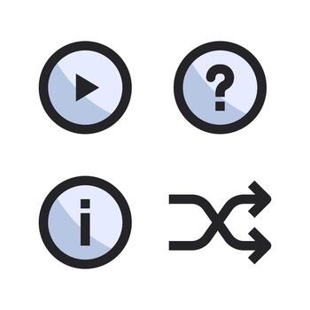 User Interface icons set. Play, question, information, shuffle. Perfect for website mobile app, app icons, presentation, illustration and any other projects vector