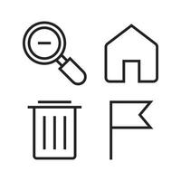 User Interface icons set. Zoom out, home, trash bin, flag. Perfect for website mobile app, app icons, presentation, illustration and any other projects vector