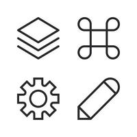 User Interface icons set. Layers, command, setting, pencil. Perfect for website mobile app, app icons, presentation, illustration and any other projects vector