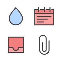 User Interface Icons set. Drop water, calendar, inbox, paper clip. Perfect for website mobile app, app icons, presentation, illustration and any other projects vector