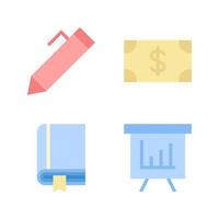 User Interface icons set. Pencil, money, book, presentation board. Perfect for website mobile app, app icons, presentation, illustration and any other projects vector