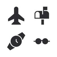 User Interface icons set. Airplane, post mail, wristwatch, eyeglasses. Perfect for website mobile app, app icons, presentation, illustration and any other projects vector