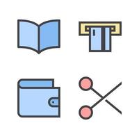 User Interface icons set. Reading, credit card, wallet, scissors. Perfect for website mobile app, app icons, presentation, illustration and any other projects vector