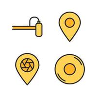 Photography icons set. Audio, pin, pin lens, disc . Perfect for website mobile app, app icons, presentation, illustration and any other projects vector